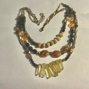 Elegant Multicolor Beaded Necklace 17” Length